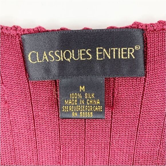 Classiques Entier Vintage Beaded Silk Burgundy Cardigan Sweater Set - Picture 5 of 11